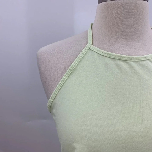 Nordstrom BP Women's Halter Cotton Crop Top Tank in Green Limecream Size L NWT - Picture 4 of 13
